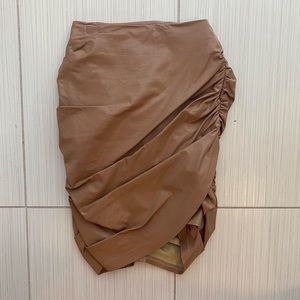 OhPolly Ruched Faux Leather Skirt
